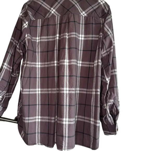 Carhartt Button Up Shirt Womens Size XXL Purple Plaid Long Sleeve Light Cotton - Picture 2 of 4
